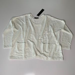 Valentine Women White Knit Crochet Sweater Top Sz